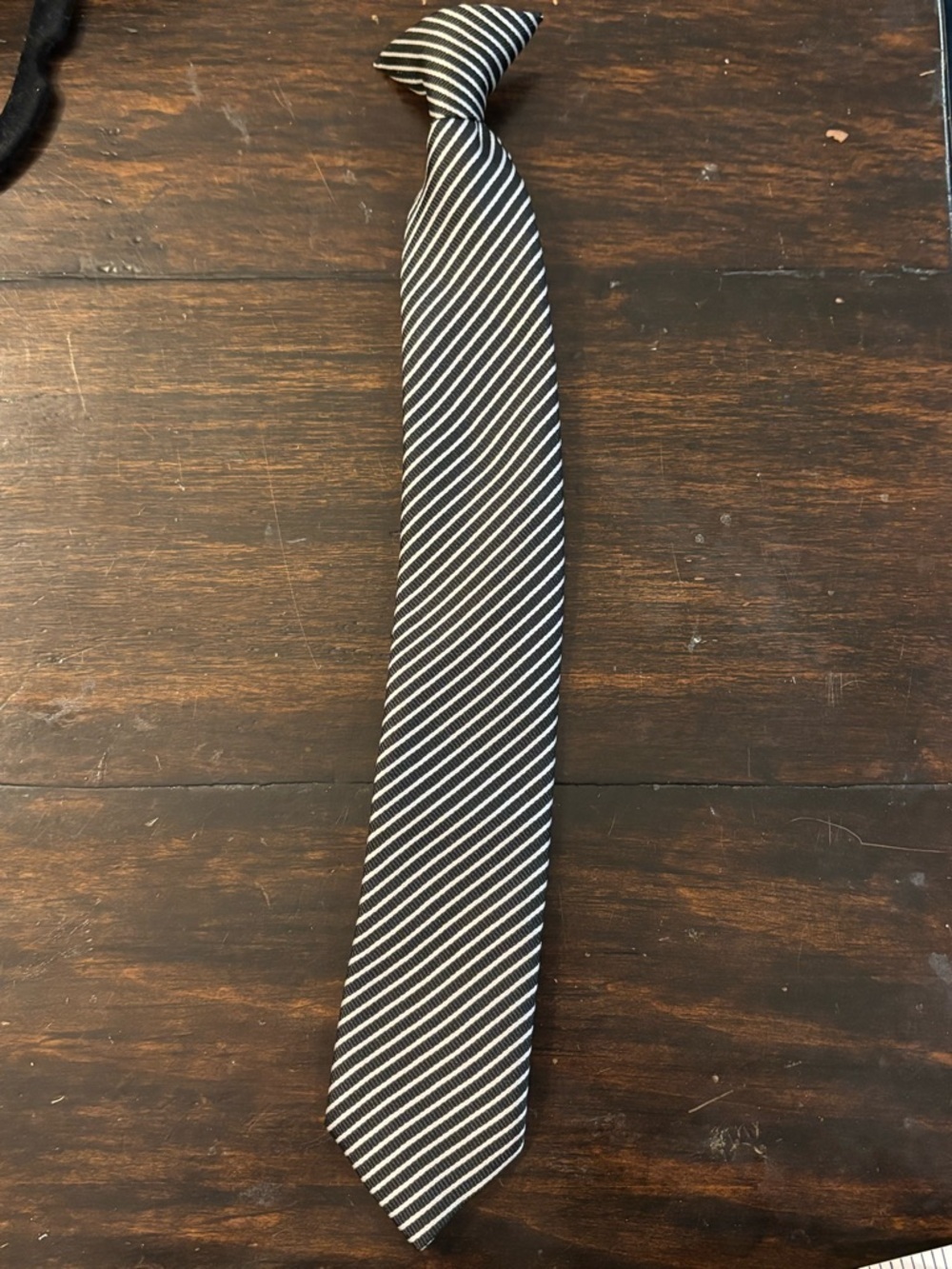 Classic Black and White or silver Striped clip-on Tie - boys